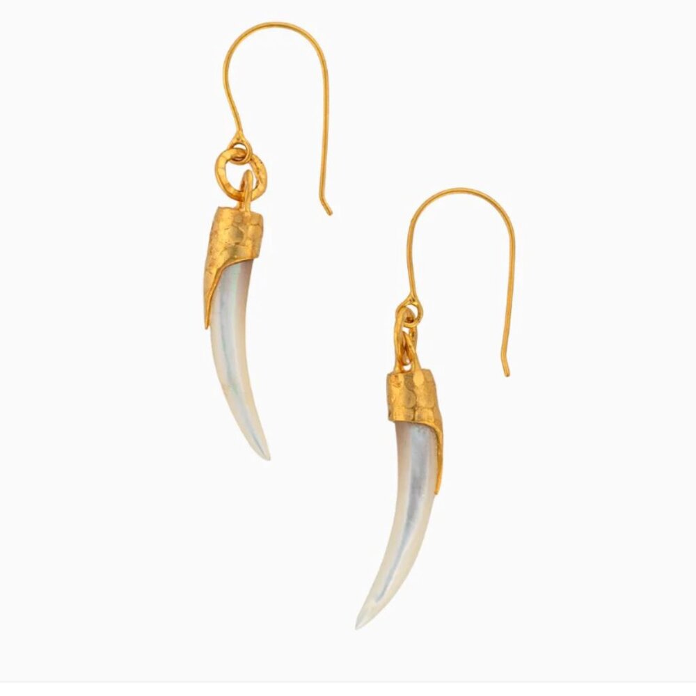 Elegant Gold and White Dangle Earrings